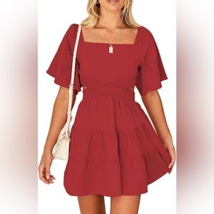 Shy Velvet Women's Summer Dress Square Neck Short Sleeves